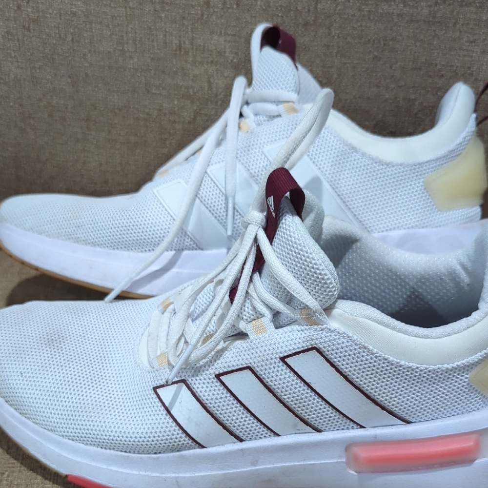 Adidas White and Maroon Women's Sneakers